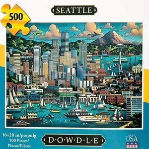Dowdle Puzzle Seattle 500 Pieces Jigsaw 16 x 20 inches Folk Ar Made in USA